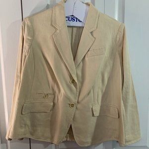 Talbots Tan Button Front Linen Blazer - Size 14WP
